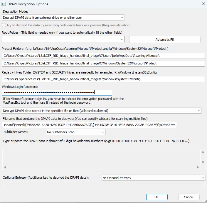 Final DataProtectionDecryptor configuration