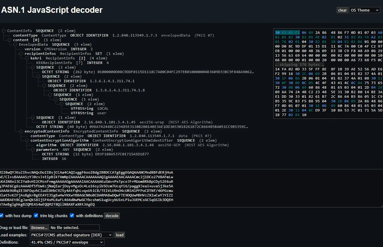 ASN.1 decoder output
